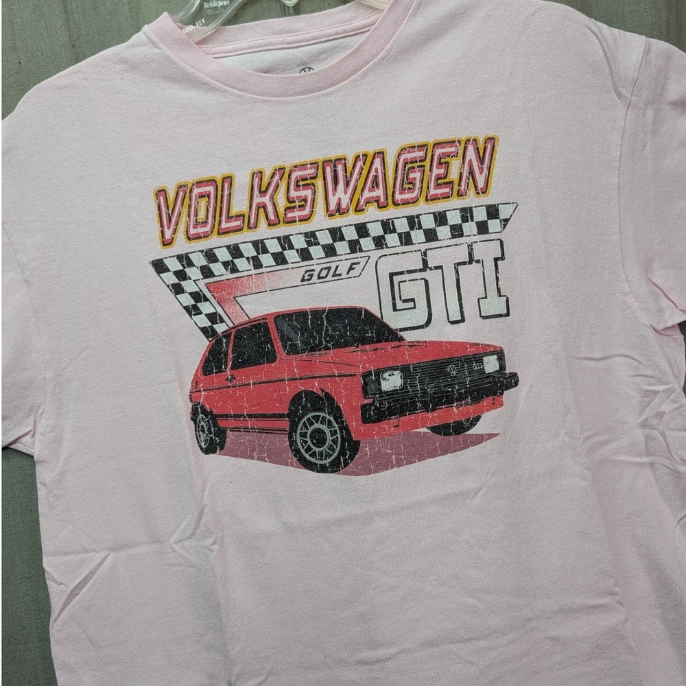 Volkswagen Golf GTI Graphic T-Shirt Mens Large Pink VW Mk1 Euro Car Tee 2023